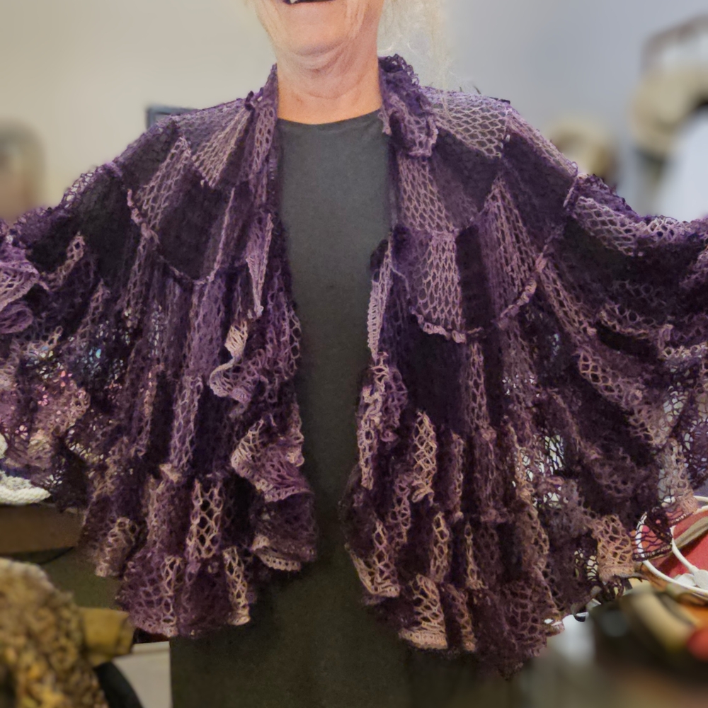 Elegant Purple Women's Ruffle Shawl